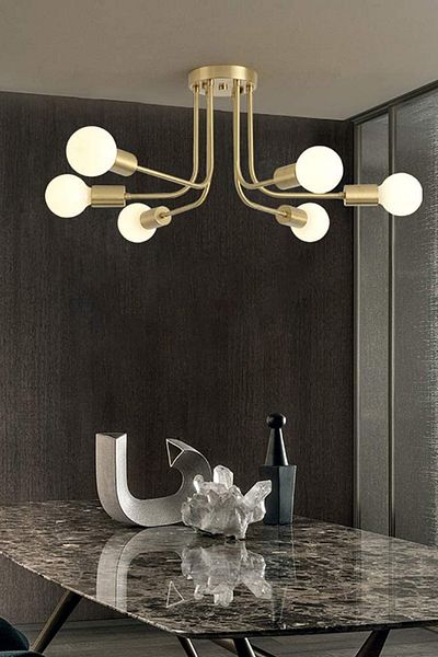 Uçar Veron Rustic Glassless Modern Design Six-Piece Chandelier Without Bulb