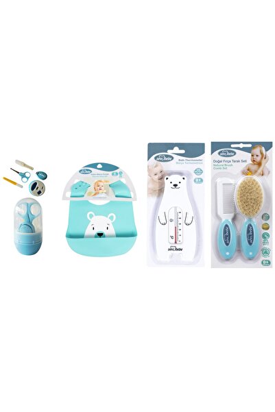 Sevi Bebe Bebek Bakım Seti(tırnak Makası Seti+silikon Önlük+derece+tarak Fırça)