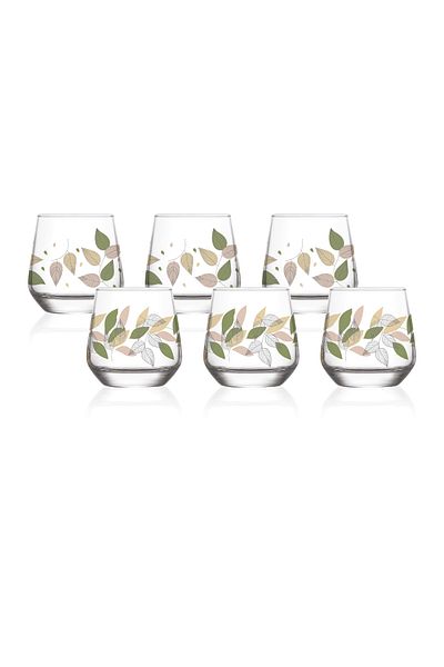 Mary Liz Black Leaf Set of 6 Coffee Glasses