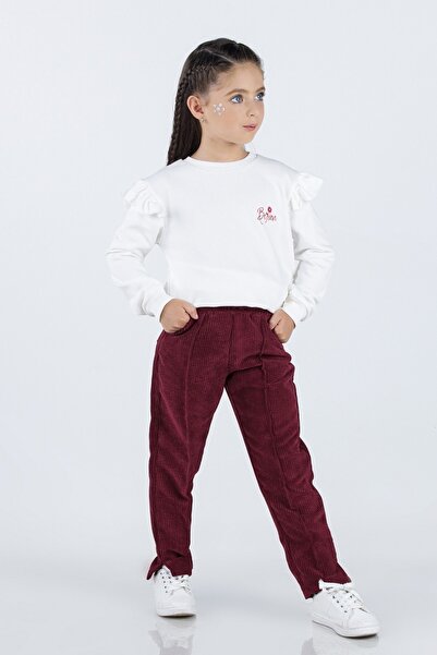 DMB BOYS & GIRLS 4-8 Yaş Kadife Pantolonlu Uzun Kol Kız Çocuk Ikili Takım