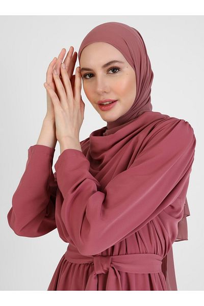 Refka Elastic Waist Hijab Dress - Dark Rose - Woman