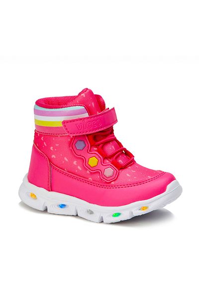 Vicco Girl's Lighted Pyhlon Non-Slip Sole Winter Fuchsia Boots