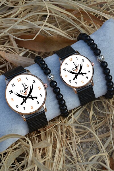 Kubbehan Sevgili Saatleri Beyaz Zülfikar Tasarımlı Çift Kol Saatleri