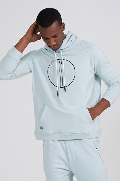 Ex-pent Erkek Açık Mavi Kapüşonlu Sweatshirt