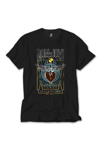 Z zepplin Μαύρο μπλουζάκι Bon Jovi 93 Tour