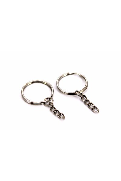 yfhobi 10 Adet - 25 Mm Nikel Kaplama Zincirli Anahtarlık Halkası