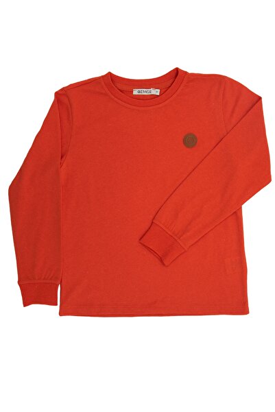 Ozmoz By Mukadder Özden Boy's Recycle Cotton Long Sleeve Orange Tshirt