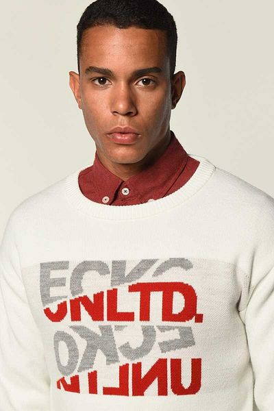 ECKO UNLTD Ανδρικό λευκό πουλόβερ Leonard