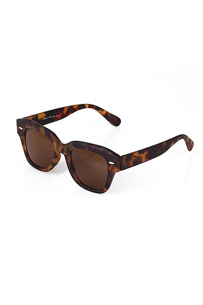 Angel Eyes Women's Sunglasses Rectangle Design Leopard Frame Brown Glass