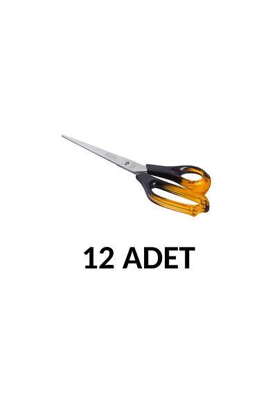 KRAF 12 Pieces 21 Cm Stainless Steel Office Scissors Acrylic Handle 21.6 Cm 8.5 Inch 708g