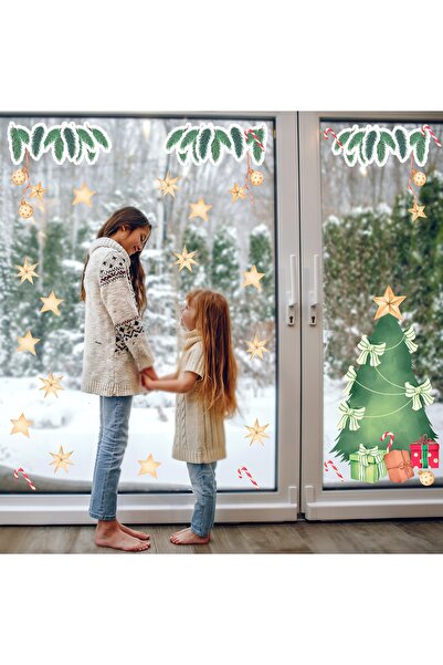 Aysprint Set de autocolante pentru pomul de Crăciun, ornament de Crăciun, Anu...