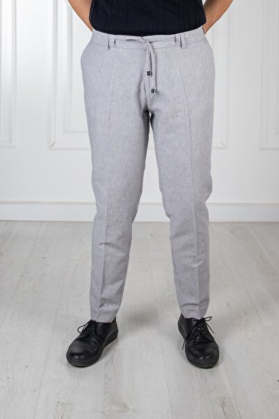 SÜMERLER GİYİM Смугасті сірі штани з еластичним поясом