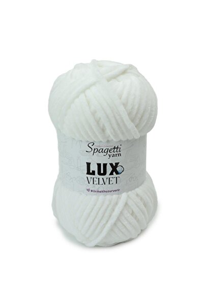 Spagettiyarn Lux Velvet Beyaz Kadife El Örgü Ipliği