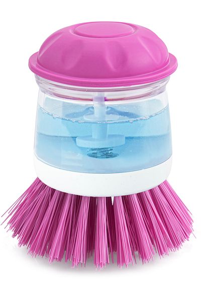 Flora Dish Brush with Detergent Tank F389 White/pink
