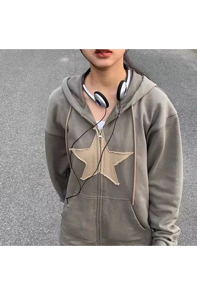 Köstebek Star Patterned Grunge Streetwear - Χοντρό ύφασμα Unisex Hoodie