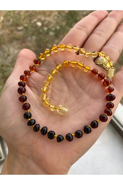 KEHRİBAREVİ KARAMAN Amber Rainbow Model Baby Necklace Bracelet Set