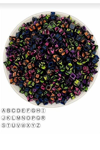 RLX BUJİTERİ Черни мъниста с букви куб 6 мм - Черни с цветни мъниста с букви ...