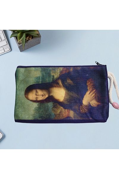 Ororabutik Monalisa-leonardo Da Vinci- Υφασμάτινη θήκη για στυλό, πορτοφόλι και τσάντα μακιγιάζ