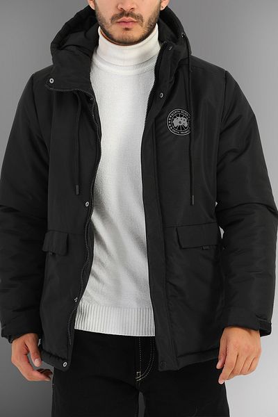 Fuga Ibiza Men's Black Hooded Water and Windproof Thick Lined Coat & Coat & Parka