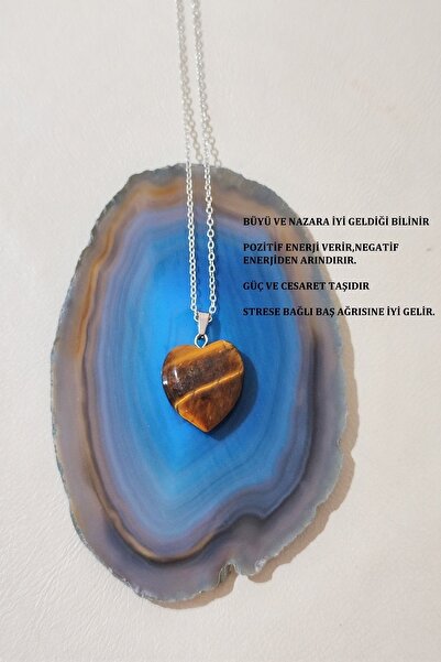 badeaccessories Certified Tiger Eye Heart Natural Stone Necklace