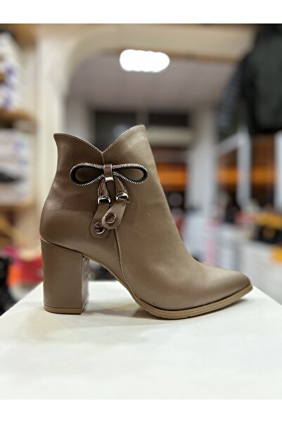 Vizon Cilt Yüzey Topuklu Kadın Bot