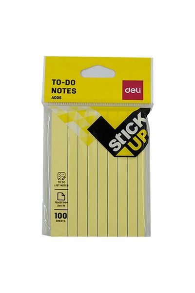 Deli Deli EA00652 ملاحظات لاصقة للمهام، 100 ورقة، مقاس 76×101 مم، متعدد الألوان - قطعة واحدة