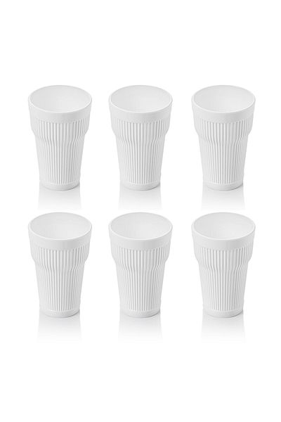 Depa Acrylic White 6-Piece Tall Cup & Water Soft Drink Cup 400 ml (Not Glass)