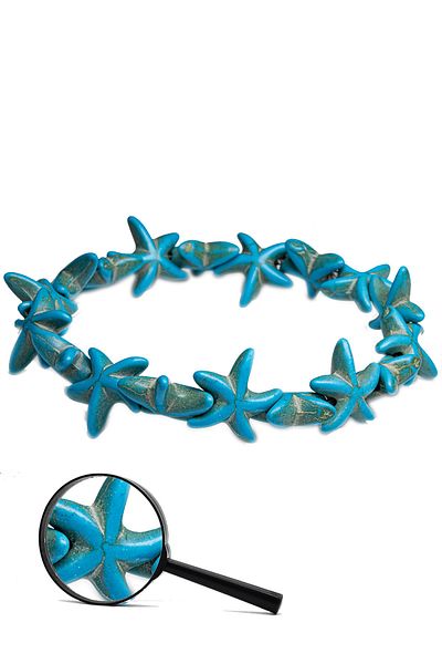 Tesbih Atölyesi Certified Star Cut Bristle Turquoise Stone Bracelet