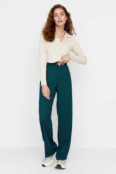 Trendyol Collection Petrol Straight/Straight Cut Woven Fabric Pants Twoaw22Pl0321