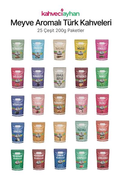 kahveciayhan Büyük Set - 25 Çeşit 200g Meyve Aromalı Türk Kahveleri Skkhv220