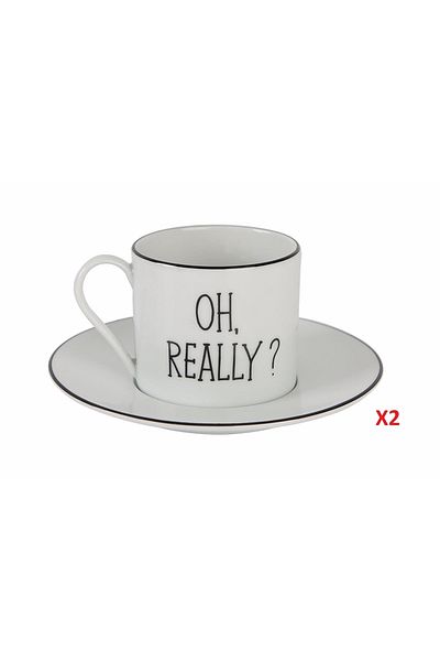 Porland Be Happy Teacup with Saucer 180cc 2-pack 04ap020404