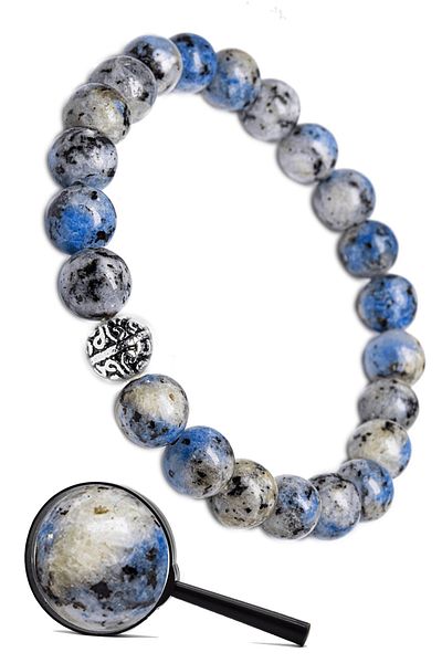Tesbih Atölyesi Natural Dumortireite Stone Bracelet with Certified Silver Device