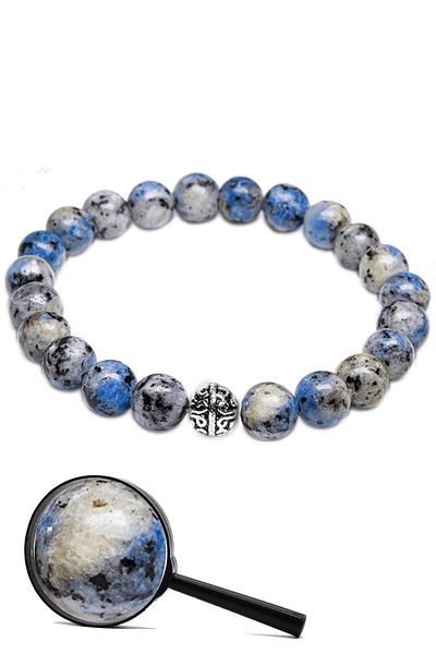 Tesbih Atölyesi Natural Dumortireite Stone Bracelet with Certified Silver Device