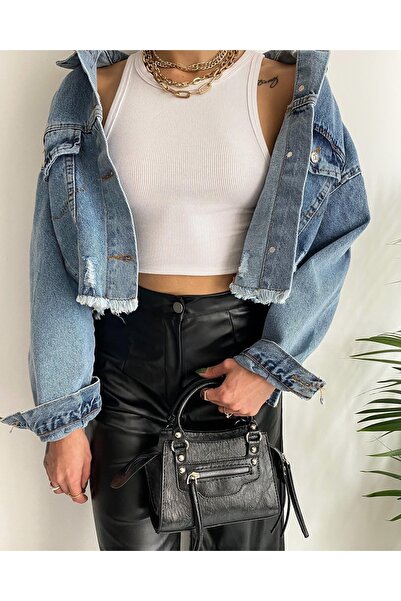 Ekim Store Crop Denim Ceket