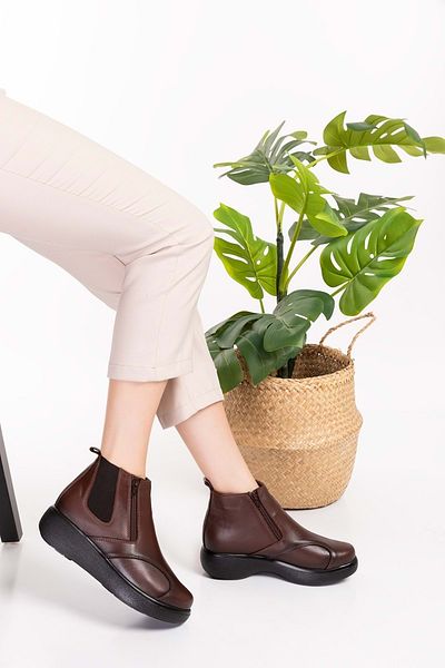 Gondol Genuine Leather Anatomical Sole Special Boots for Bone Protrusion Elnr.5107 - Brown - 38