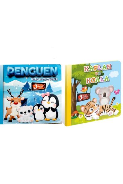 Kids Babies 3 Boyutlu Hareketli Kitap Penguen,kaplan Ve Koala 2li Set,pop-up ...
