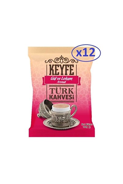 keyfe 12 Lı Güllü Lokumlu Türk Kahvesi 100 gr