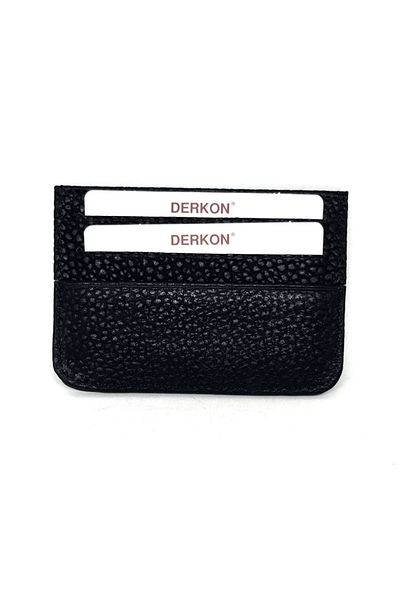 DERKON Genuine Leather Thin Unisex Black Card Holder