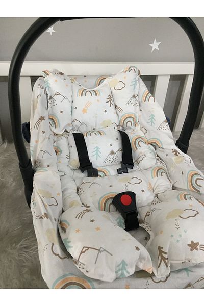 Jaju Baby Mountain And Rainbow Patterned Stroller Cushion / Baby Stroller Cushion