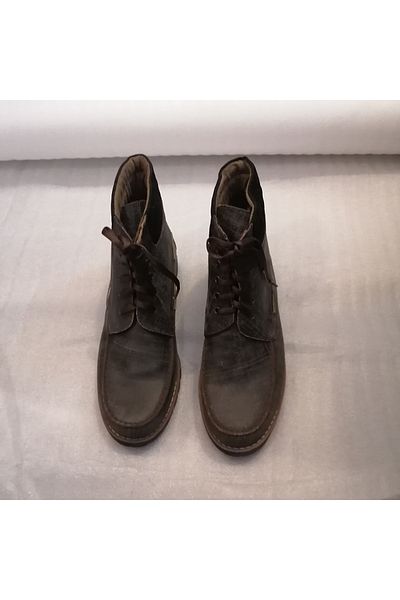 B.F.G POLO STYLE Unisex Cowhide Brown Antique Laser Non-Slip Serrated Rubber Sole Lace Up Boots