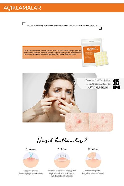 JEJUDO Original Pimple Patch, 2X36 adet şeffaf bant, Hidrokolloid bant, Akne Bandı, Akne yaması