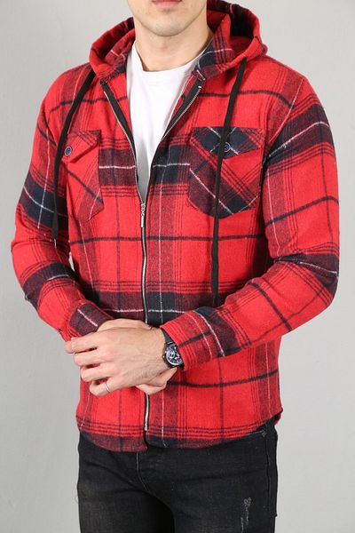 Cropper Мъжка риза Lumberjack с цип и качулка