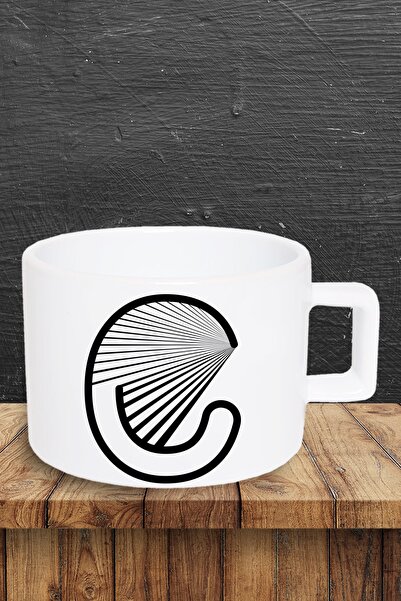 yhfoto كوب بحرف C - كوب زجاجي - Yh61