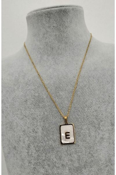 AKSESUARIM Kadın Sedef Taşlı Çelik Harf Kolye