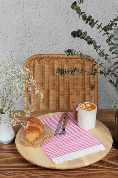 cotton maison Șervețele în carouri festonate 6 Bucuri Retro 20x30 Cm