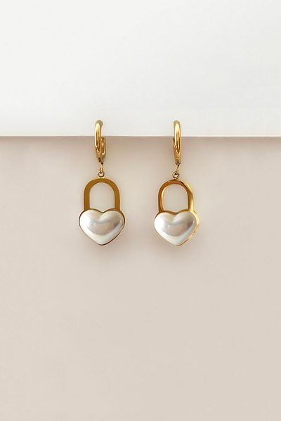 SilverStone Women's Dangle Pearlescent Steel Heart Earrings