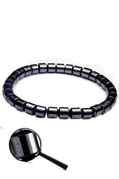 Tesbih Atölyesi Certified Barrel Cut Aaa+ Hematite Stone Bracelet