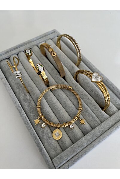 SU PERİSİ TAKI BİJUTERİ Çelik Gold Kuzey Yıldızı Charm Detaylı Bileklik