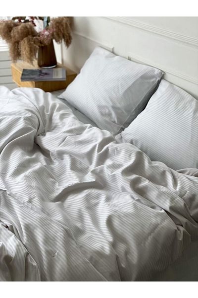 BESTİNA GOLD Striped Cotton Satin Pillowcase Double Hotel Series