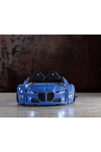 Kaju CarBed Kaju Gtm Full Arabalı Yatak, Mavi, Kumandalı Işık Ve Ses Sistemli...